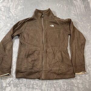 North Face Womens Jacket Size L Large Brown Heathered Full Zip Fleece